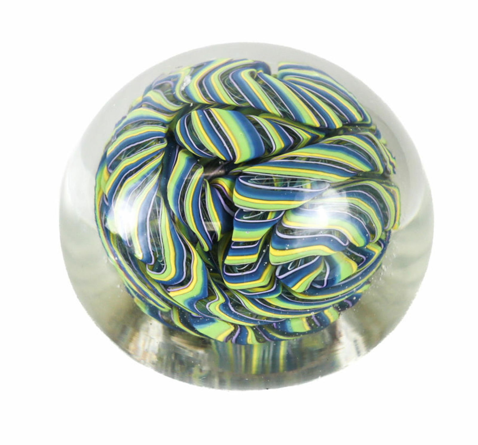 Jody Fine Crystal Glass Paperweight Signed 2002. Encased Multicolored Canes (1 of 3)