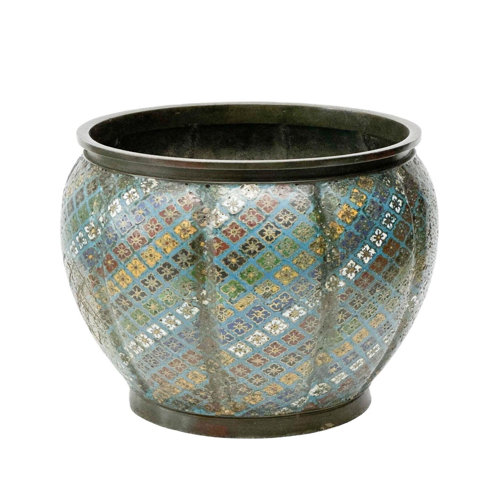 Chinese Cloisonne Enamel Bronze Jardiniere or Cache Pot pre-1900 (1 of 5)