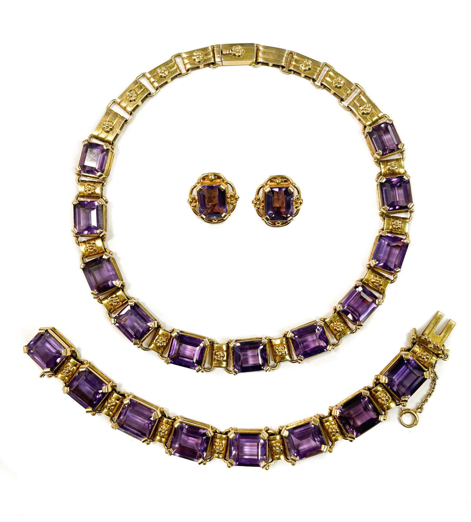 The Kalo Shop Parure of Amethyst and 14k Gold Jewelry Set, circa 1950 (1 of 12)