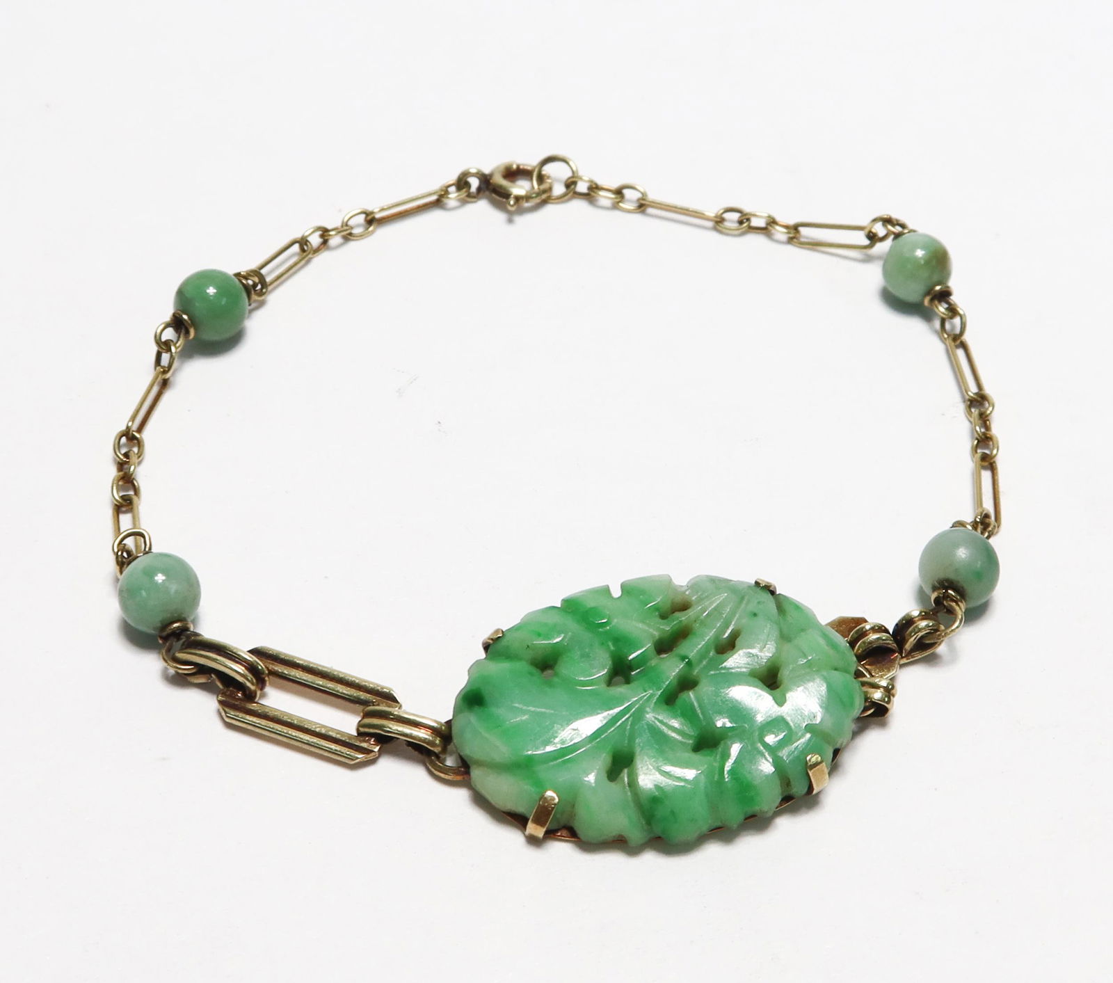14k Yellow Gold and Jade Bracelet (1 of 7)