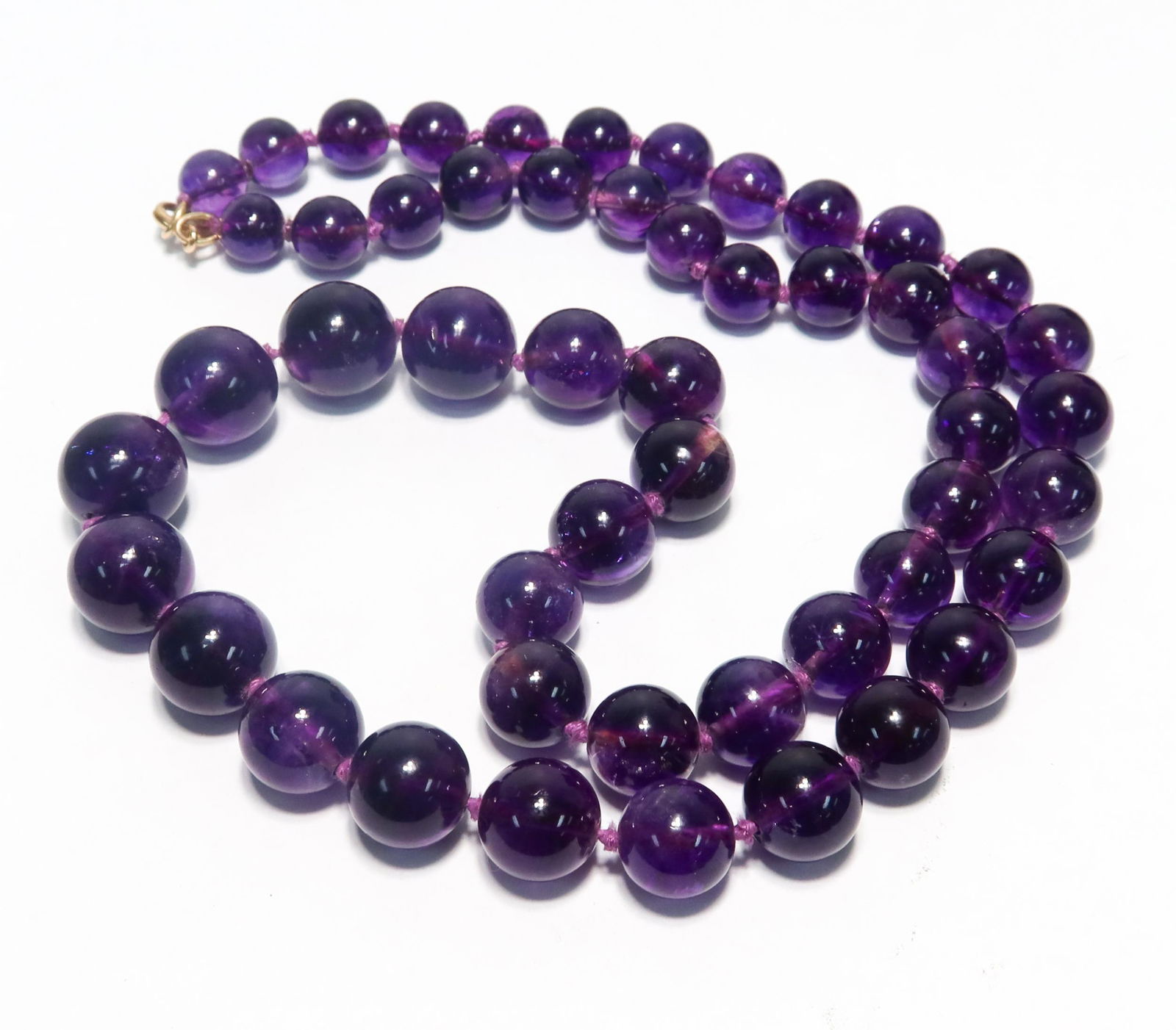 14k Yellow Gold Graduated Amethyst Beaded Necklace (1 of 5)