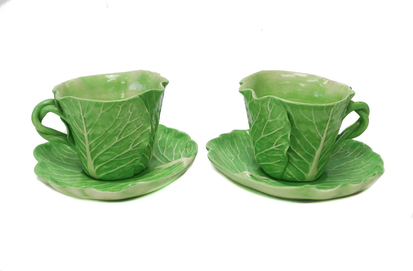 Pair Dodie Thayer Lettuce Leaf Wear Jupiter Cup and Saucers (1 of 7)