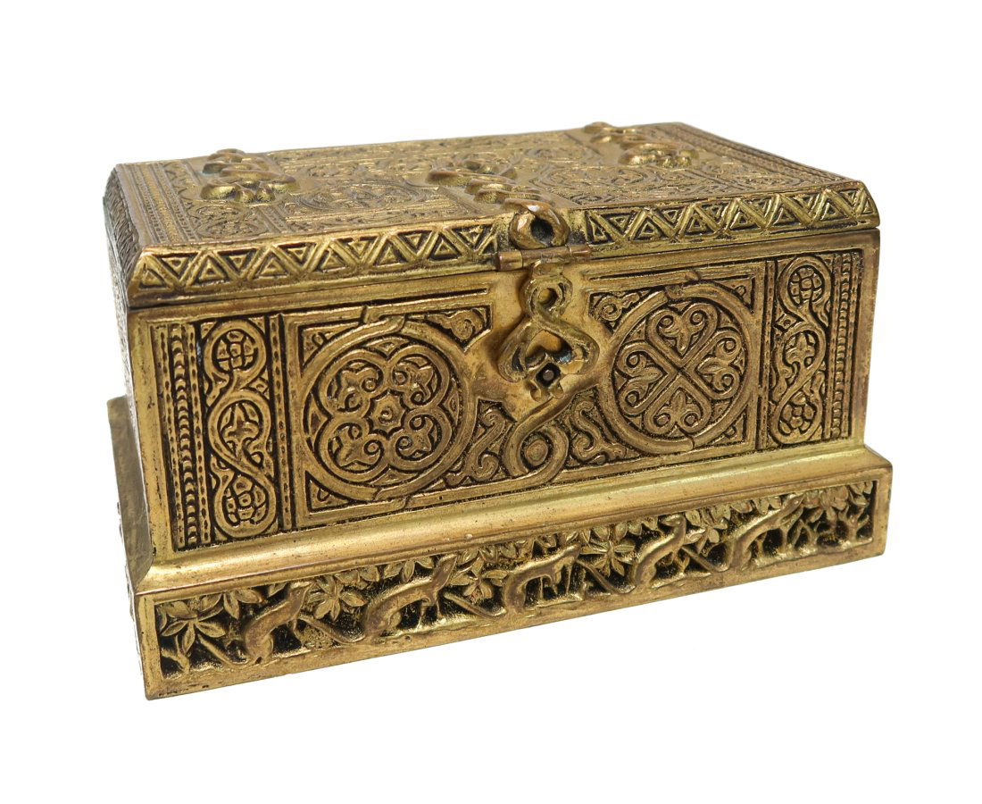Tiffany Studio Gilt Bronze Inkwell Box in Venetian  #1641 (1 of 7)