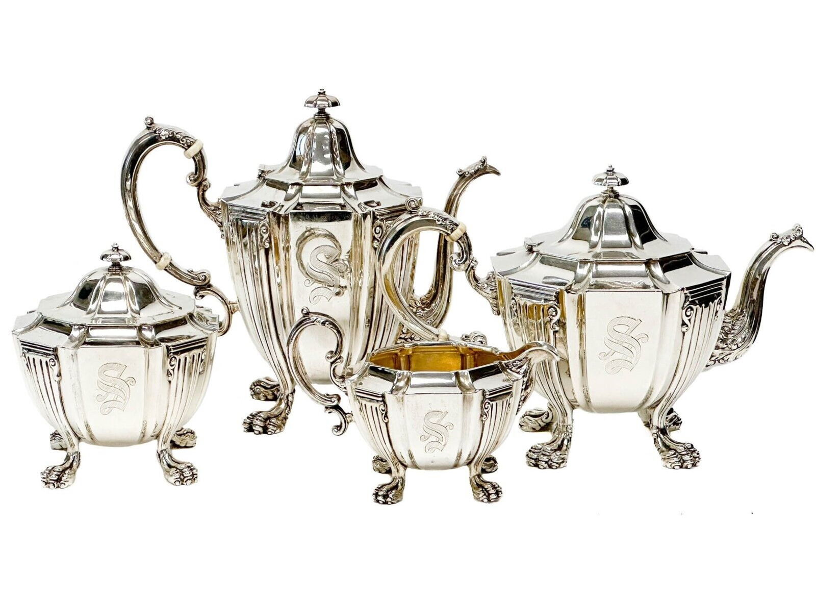 4pc American Sterling Silver Tea and Coffee Set 816 c. 1900 (1 of 9)