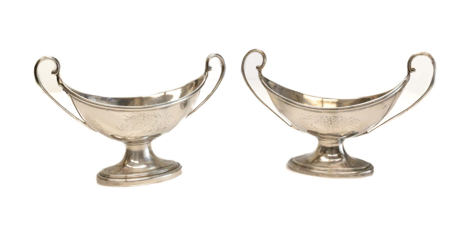 Pair John Vaughan George IV London Sterling Silver Open Salt Cellars, 1823 (1 of 5)