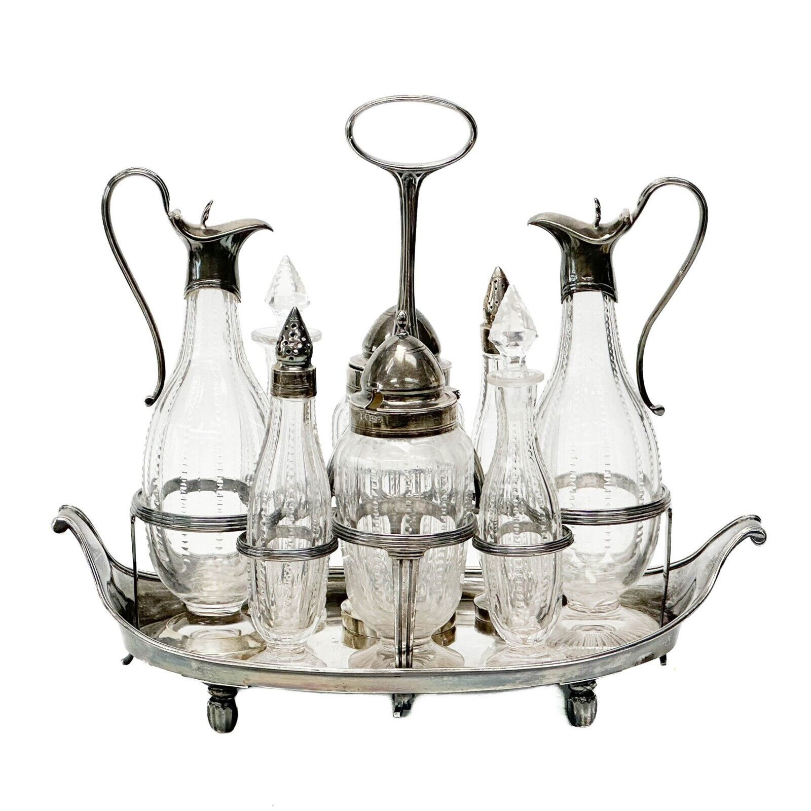 John Schofield English Sterling Silver & Glass 9pc Cruet Set (1 of 12)