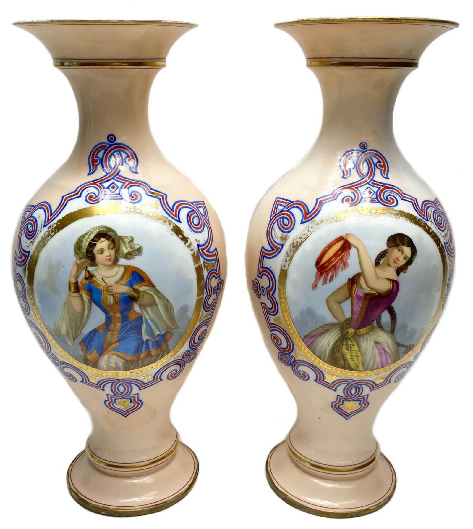 Pair Paris Porcelain Hand Painted Vases c First Quarter 20th C (1 of 6)