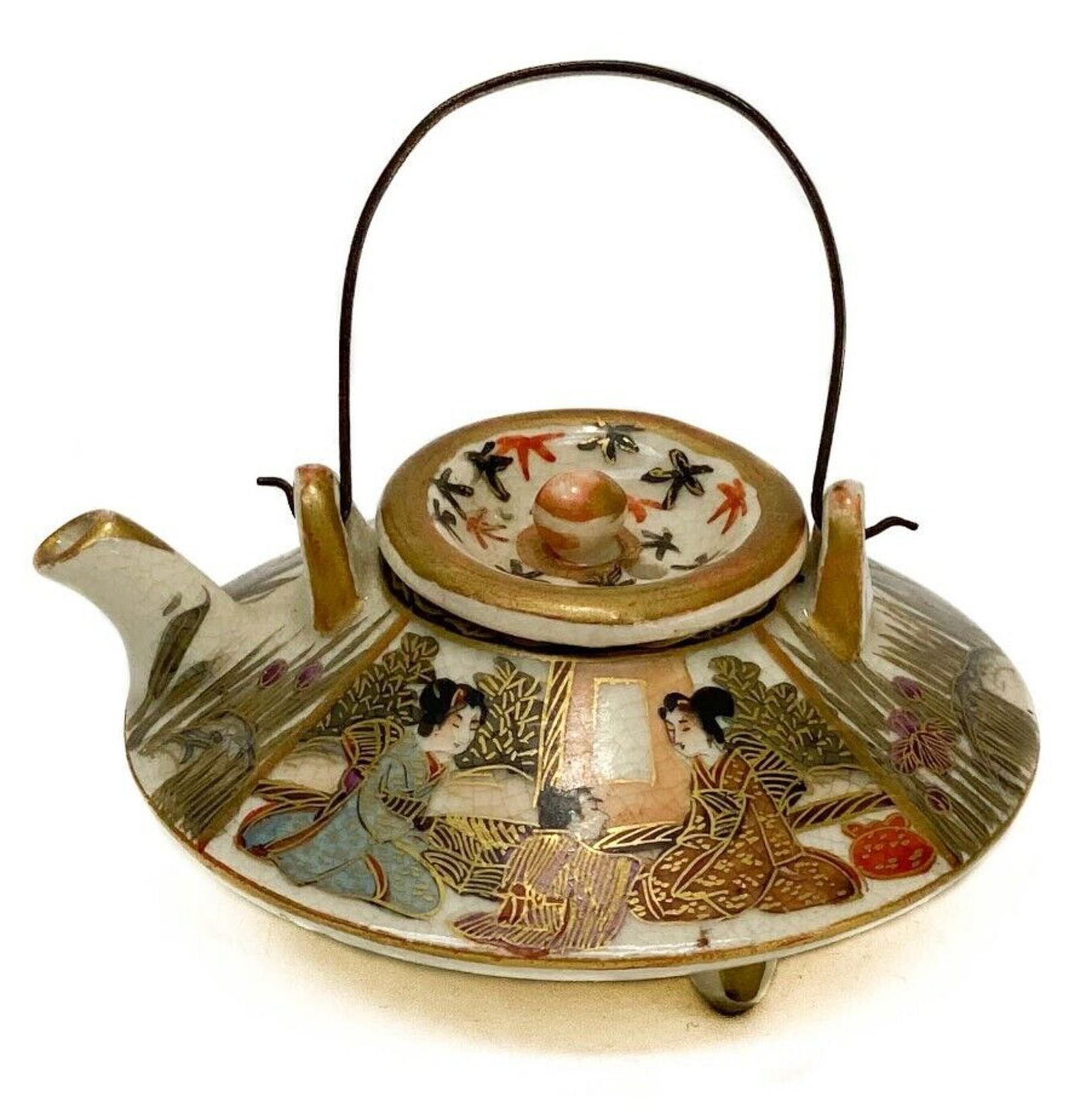 Japanese Satsuma Hand Painted Porcelain Miniature Teapot, Meiji Period (1 of 9)