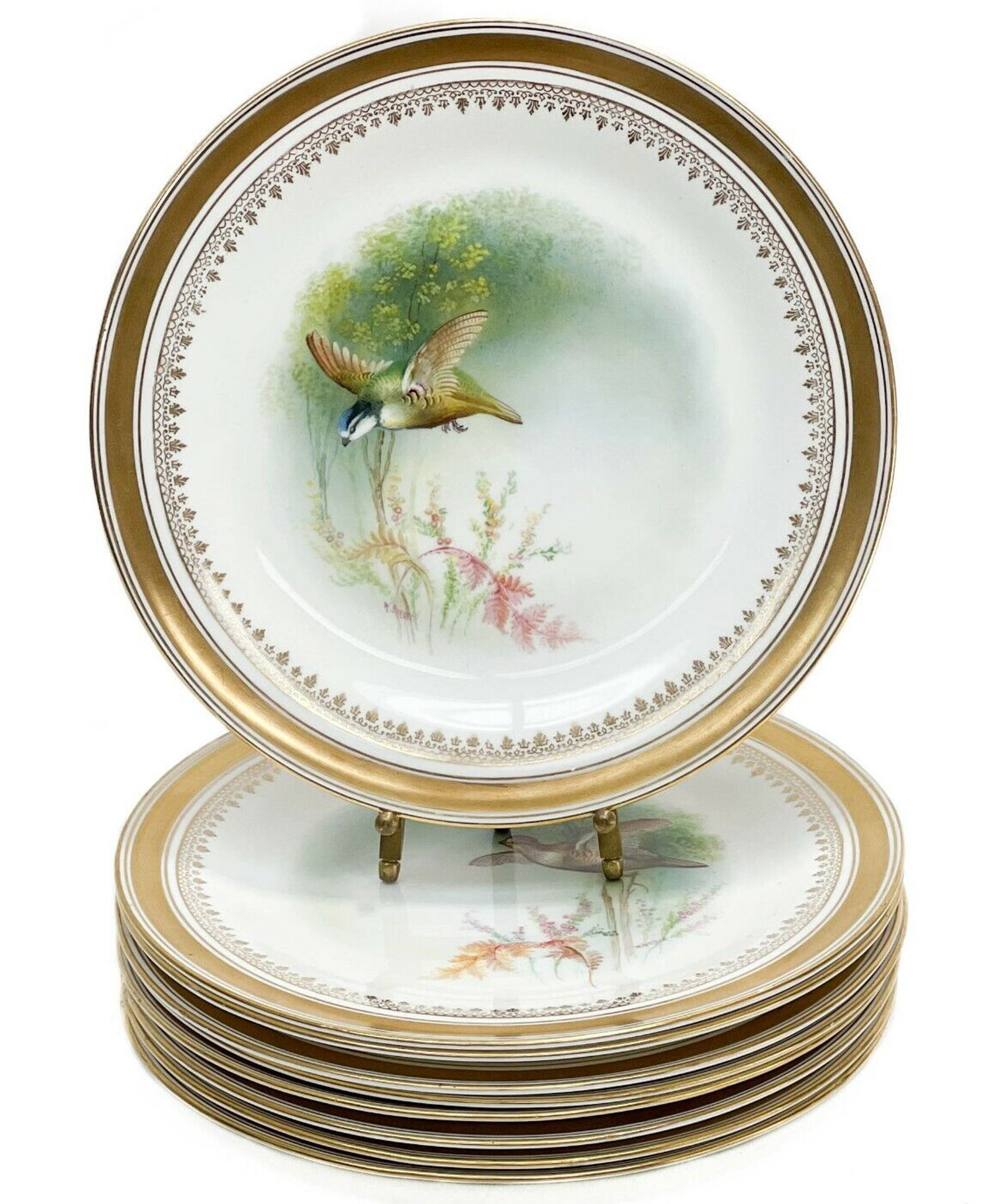 9 George Jones Crescent England Hand Painted Porcelain Dessert Plates c. 1920 (1 of 8)