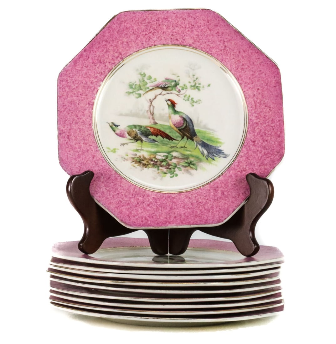10 Wedgwood Imperial Porcelain Game Plates Hexagonal Pheasant Birds (1 of 4)