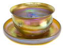 LCT Tiffany Favrile Gold Iridescent Bowl and Underplate, Prunts. circa 1900