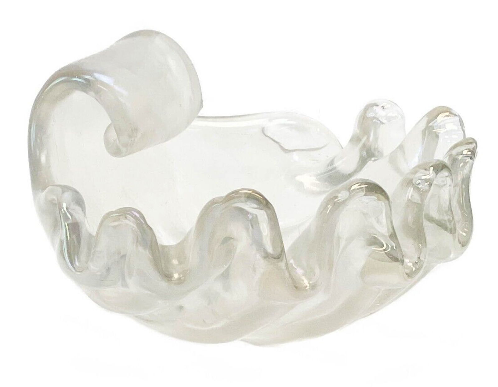 Barovier Toso Murano Iridescent Art Glass Shell Form Bowl Signed (1 of 8)