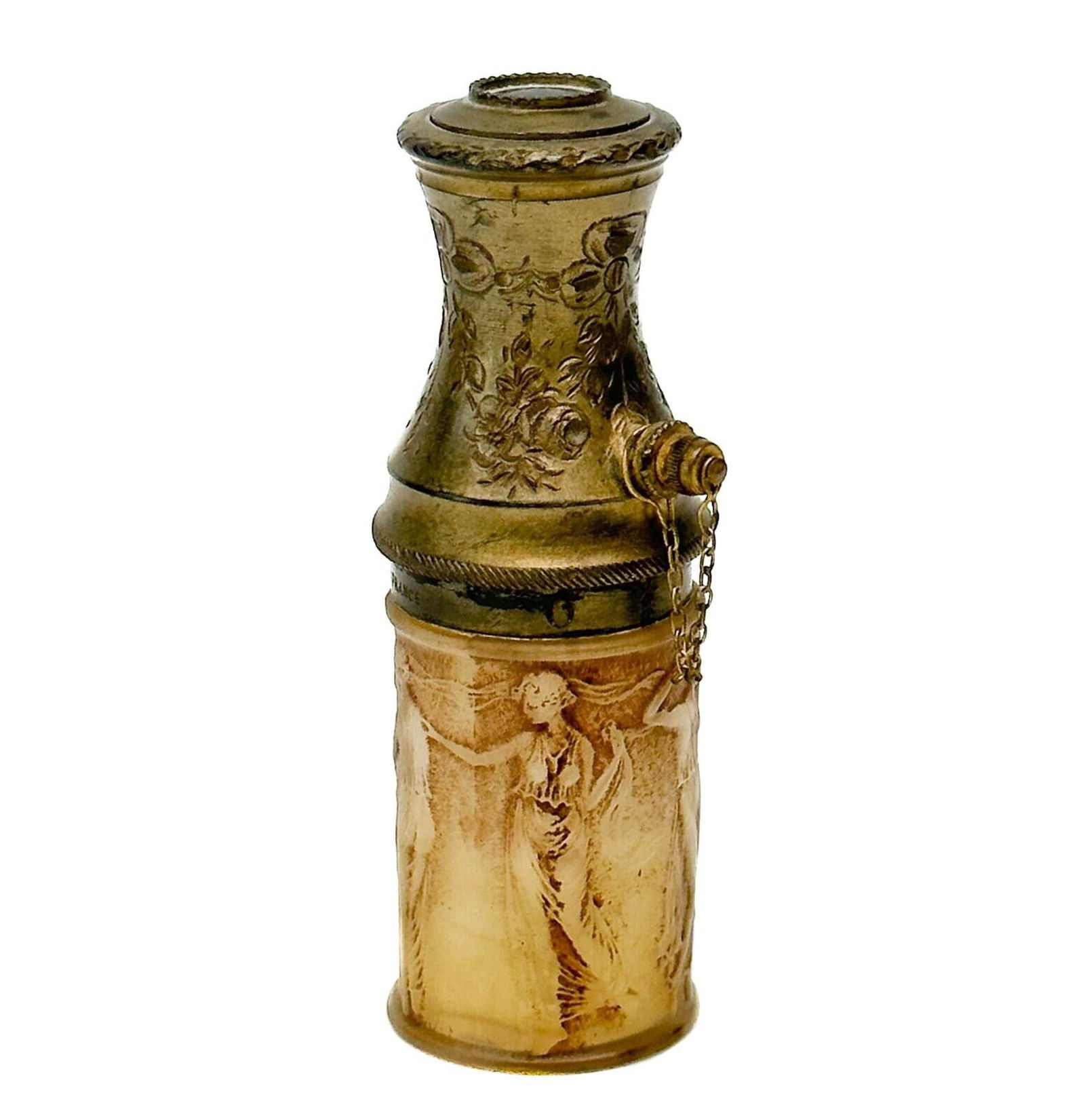 Rene Lalique France Art Deco Glass Amber Patina Perfume Atomizer circa 1920 (1 of 10)