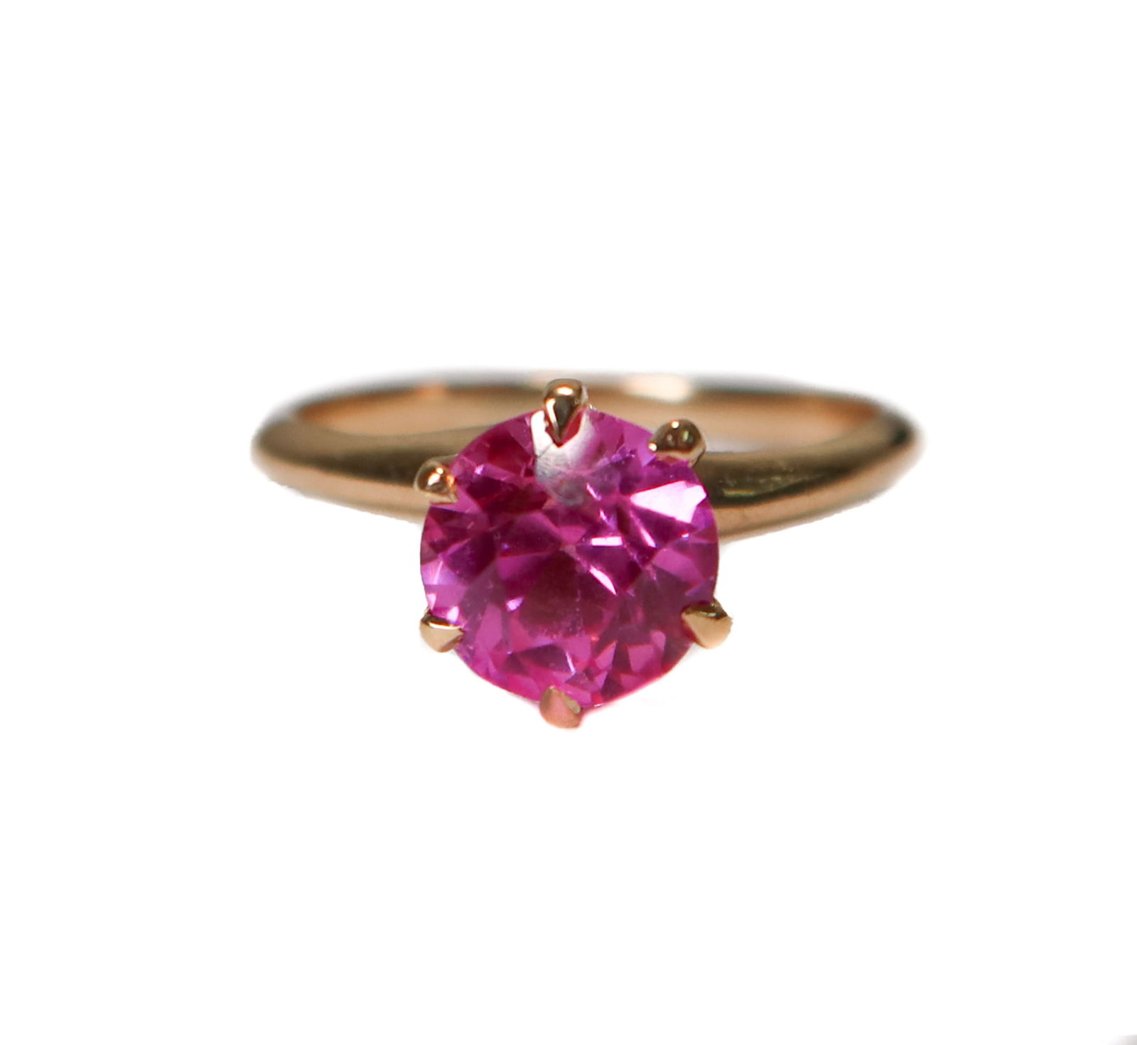 10k Yellow Gold Pink Sapphire Solitare Ring (1 of 9)