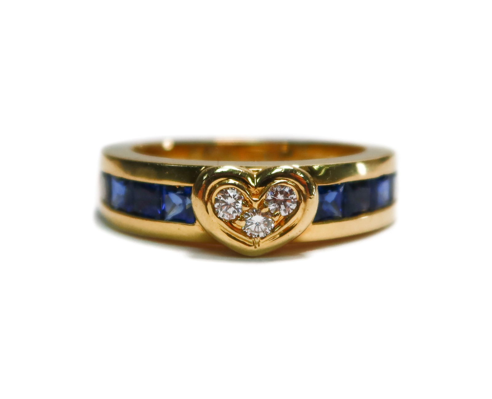 Tiffany & Co. 18k Yellow Gold Sapphire and Diamond Heart Ring (1 of 10)