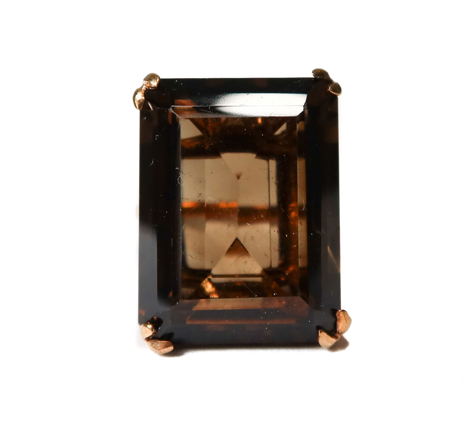 10k Yellow Gold Smokey Topaz Emerald Cut Ring (1 of 11)