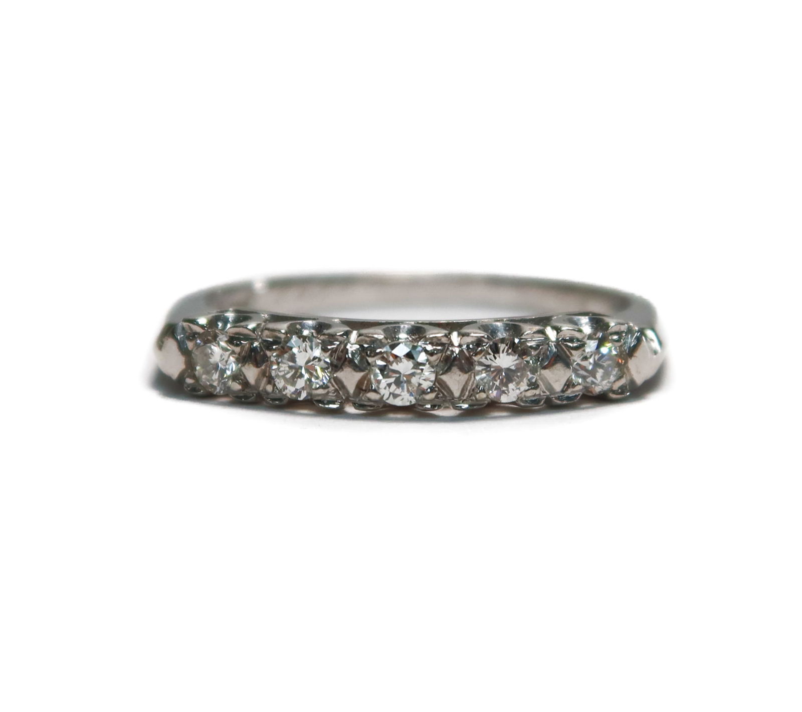 14k White Gold and Diamond Band Ring, Size 8.5 (1 of 11)