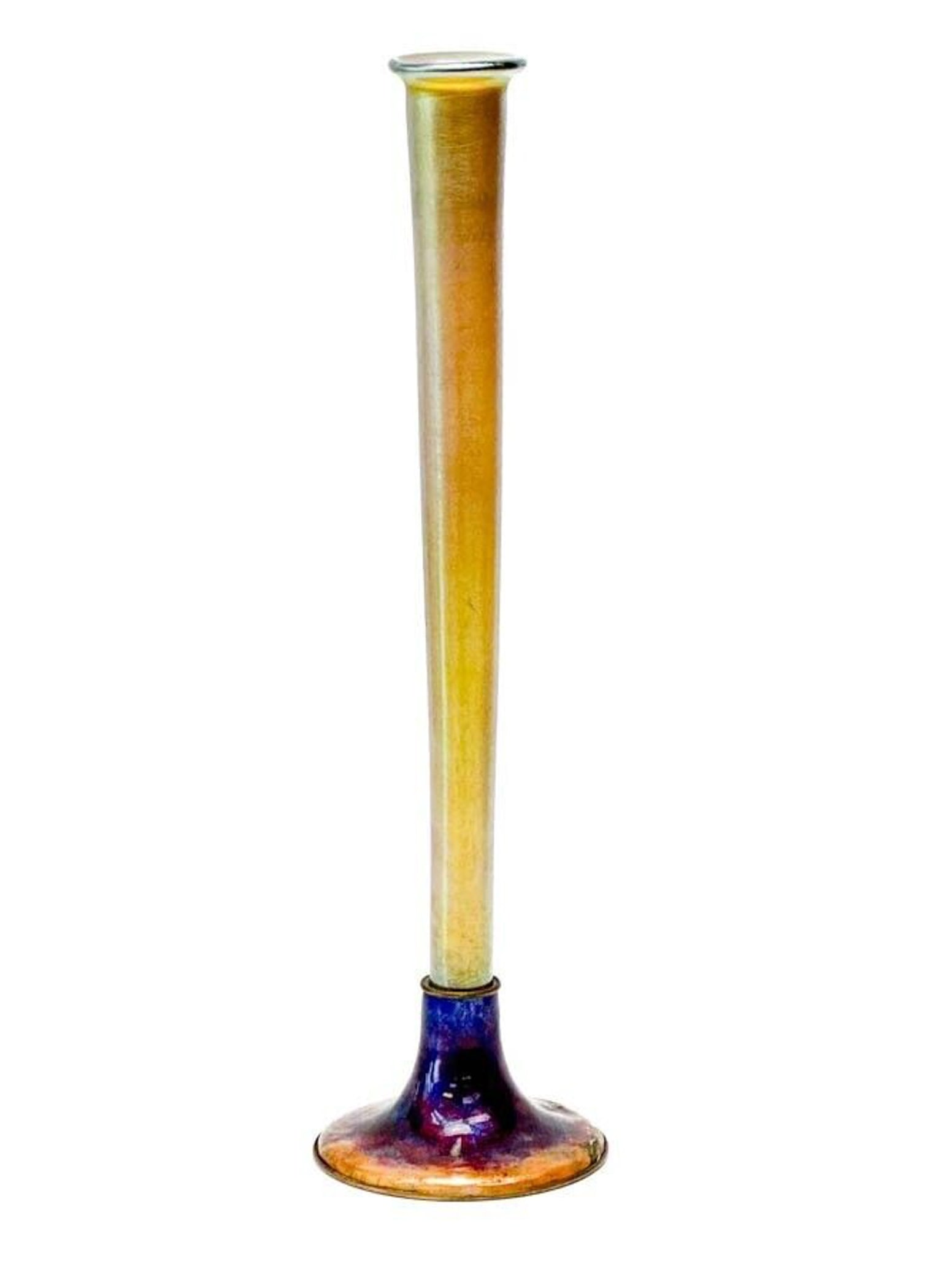 LCT Tiffany Furnaces Gold Favrile Glass & Enamel Bud Vase early 20th cen (1 of 9)