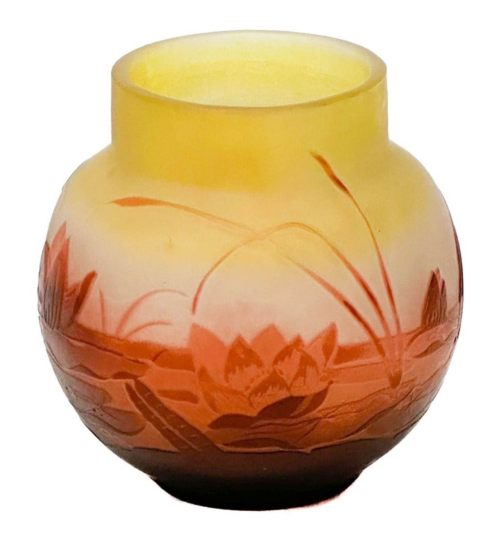 Emile Galle French Acid Etched Cameo Lily Pad  Vase (1 of 7)