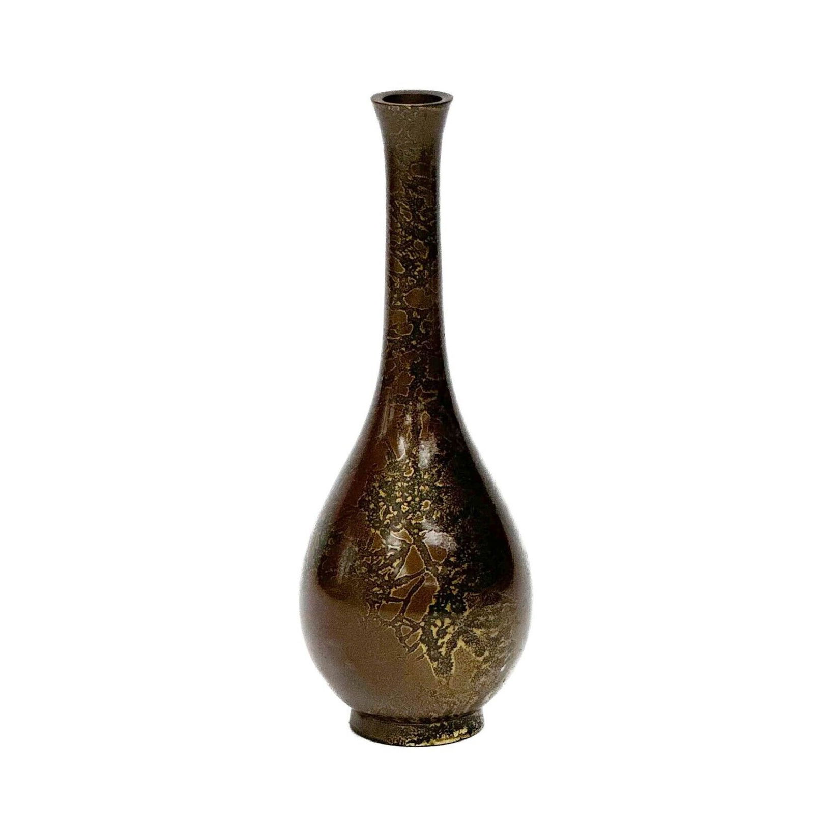 Japanese Patinated Bronze Miniature 6 in Vase Gilt Decoration 1st half 20th cen (1 of 4)