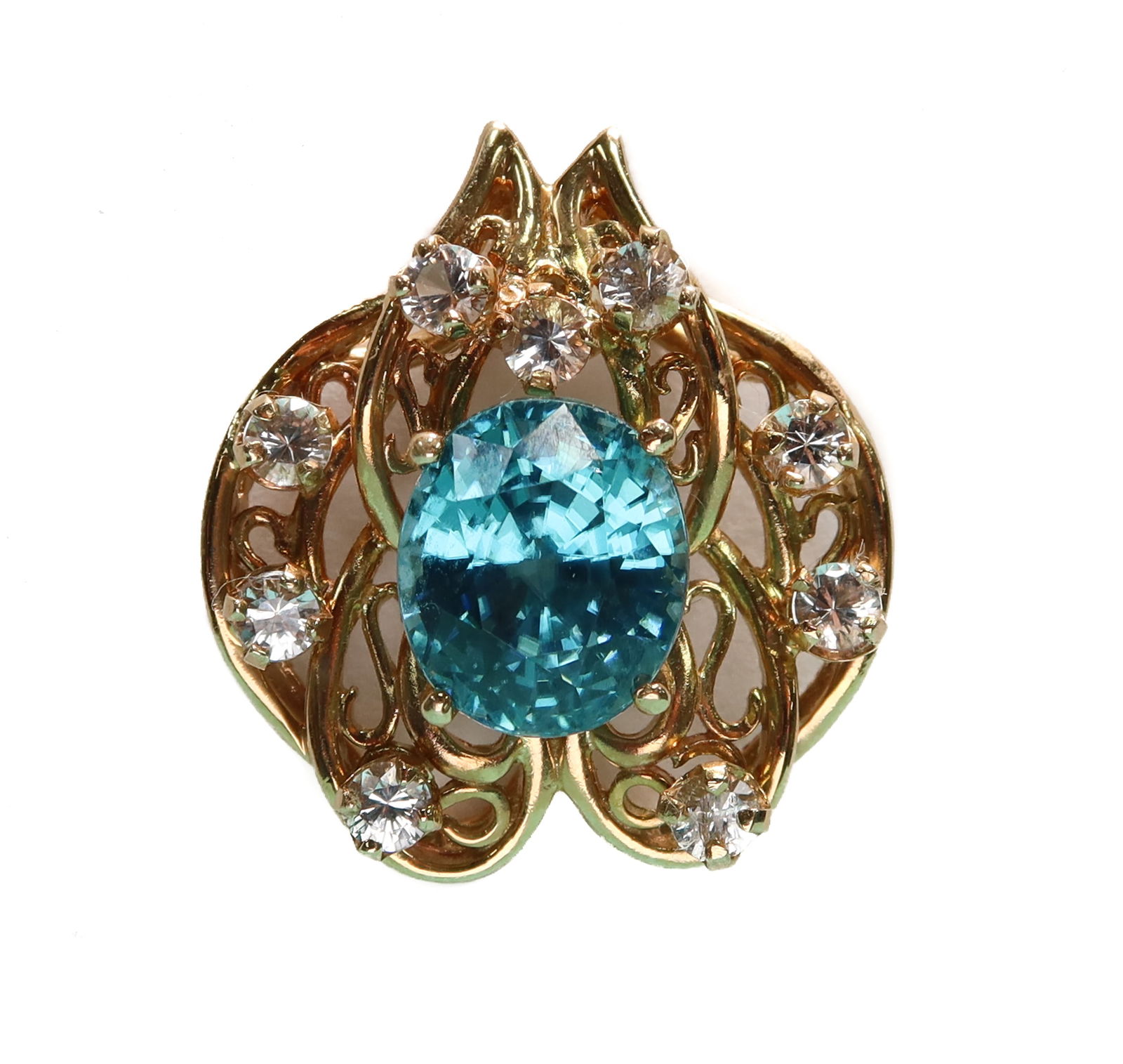 14k Yellow Gold Blue and White Topaz Necklace Pendant (1 of 7)