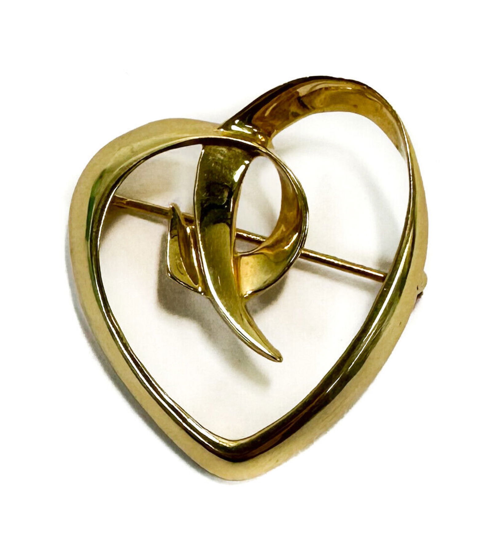Tiffany & Co. 18k Yellow Gold Open Heart Pin Brooch by Paloma Picasso, 1983 (1 of 8)