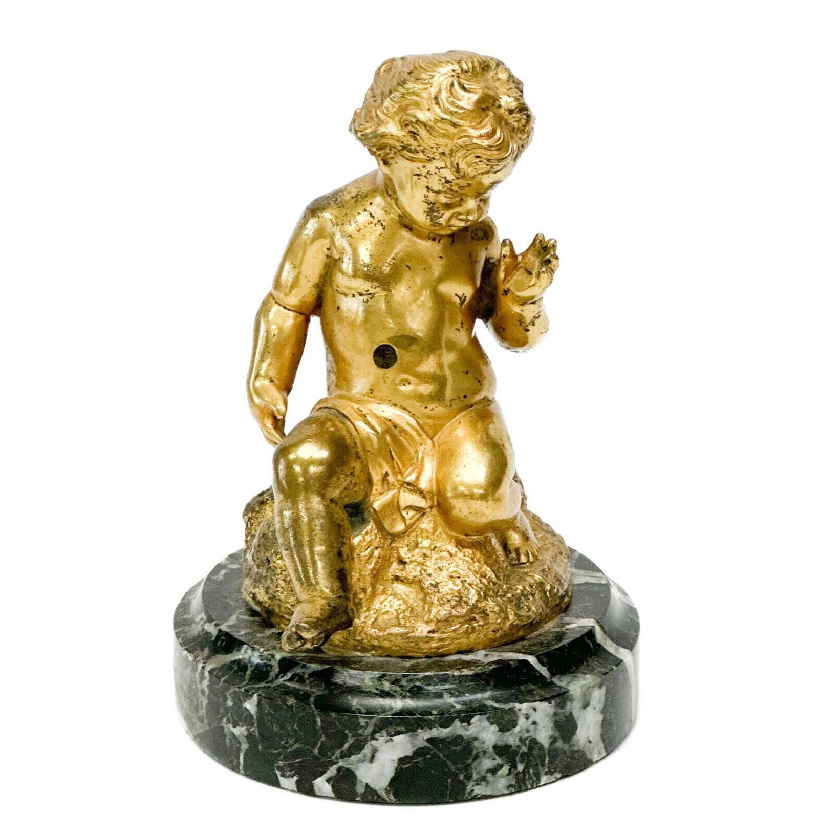 Gilt Bronze Putti Figurine Black Marble Base (1 of 8)