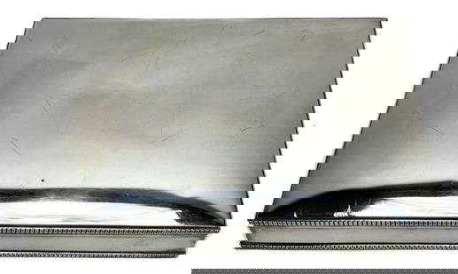 American Sterling Silver Mounted Cigar Box: Large Sterling Silver mounted cigar box with liner, likely American, probably 2nd Quarter 20th Century. 25.27 ozt gross weight Measures Approx., 9.5 in. x 6.5 in. x 1.4 in. tall Domestic