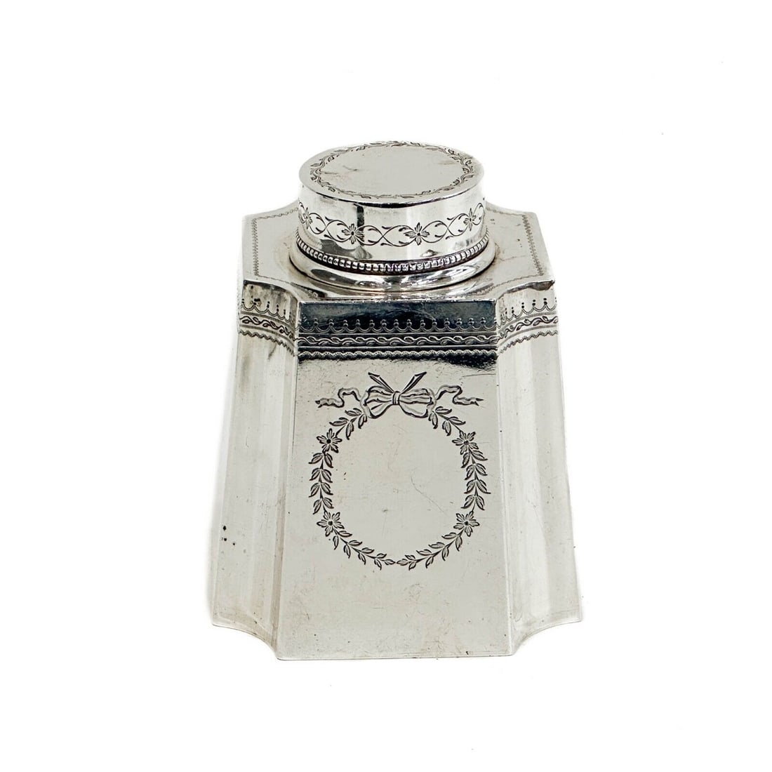 Gorham Sterling Silver Square Tea Caddy Wreath Decoration 1868 (1 of 7)