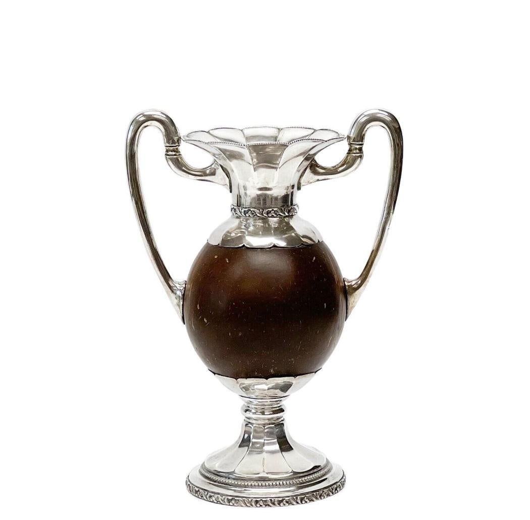 Astro-Hungarian 800 Silver Mounted Coconut Vase, 1872 (1 of 8)