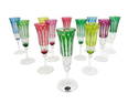 12 Saint (St) Louis Multi Color Cut Glass Champagne Flutes in Tommy