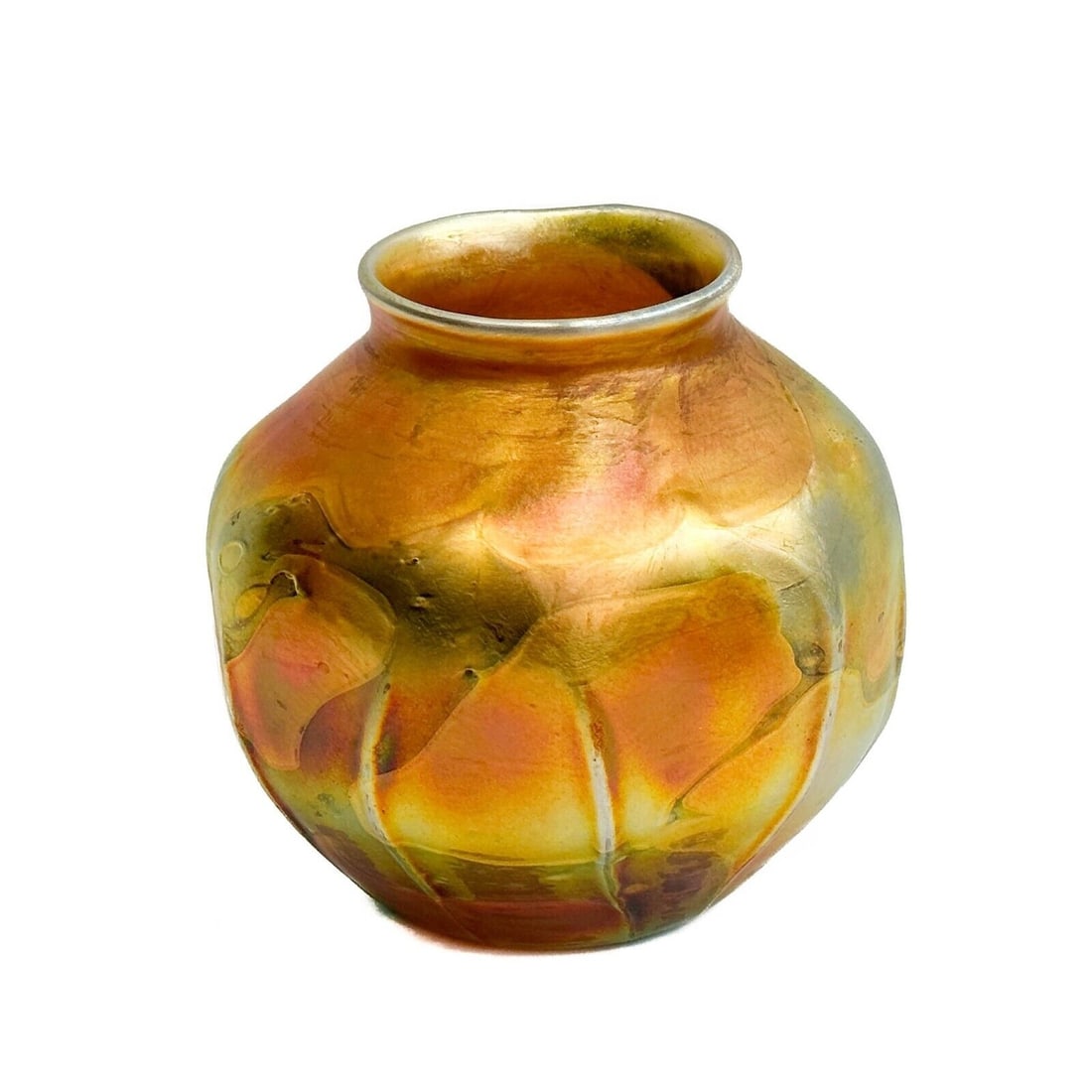LCT Tiffany Favrile Lava Art Glass Vase Iridescent Gold #08243 c. 1900 (1 of 11)