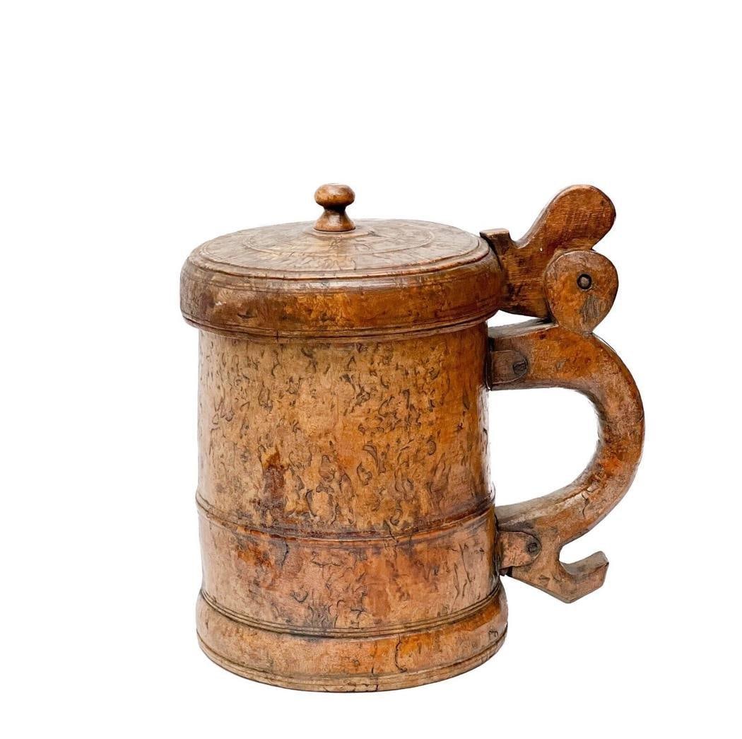 18th century Scandinavian Carved Burl Wood Tankard (1 of 9)