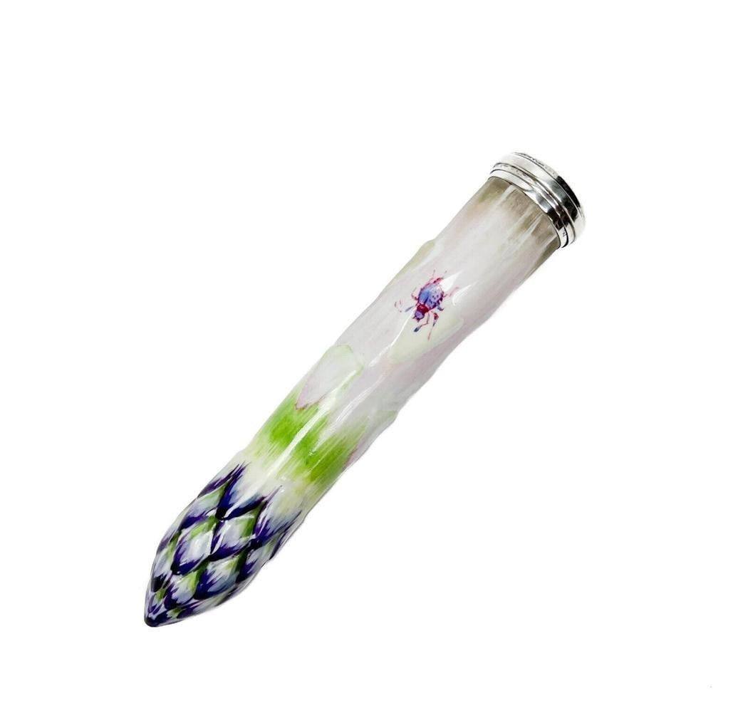 Continental Porcelain and Sterling Silver Figural Asparagus Needle Case (1 of 5)