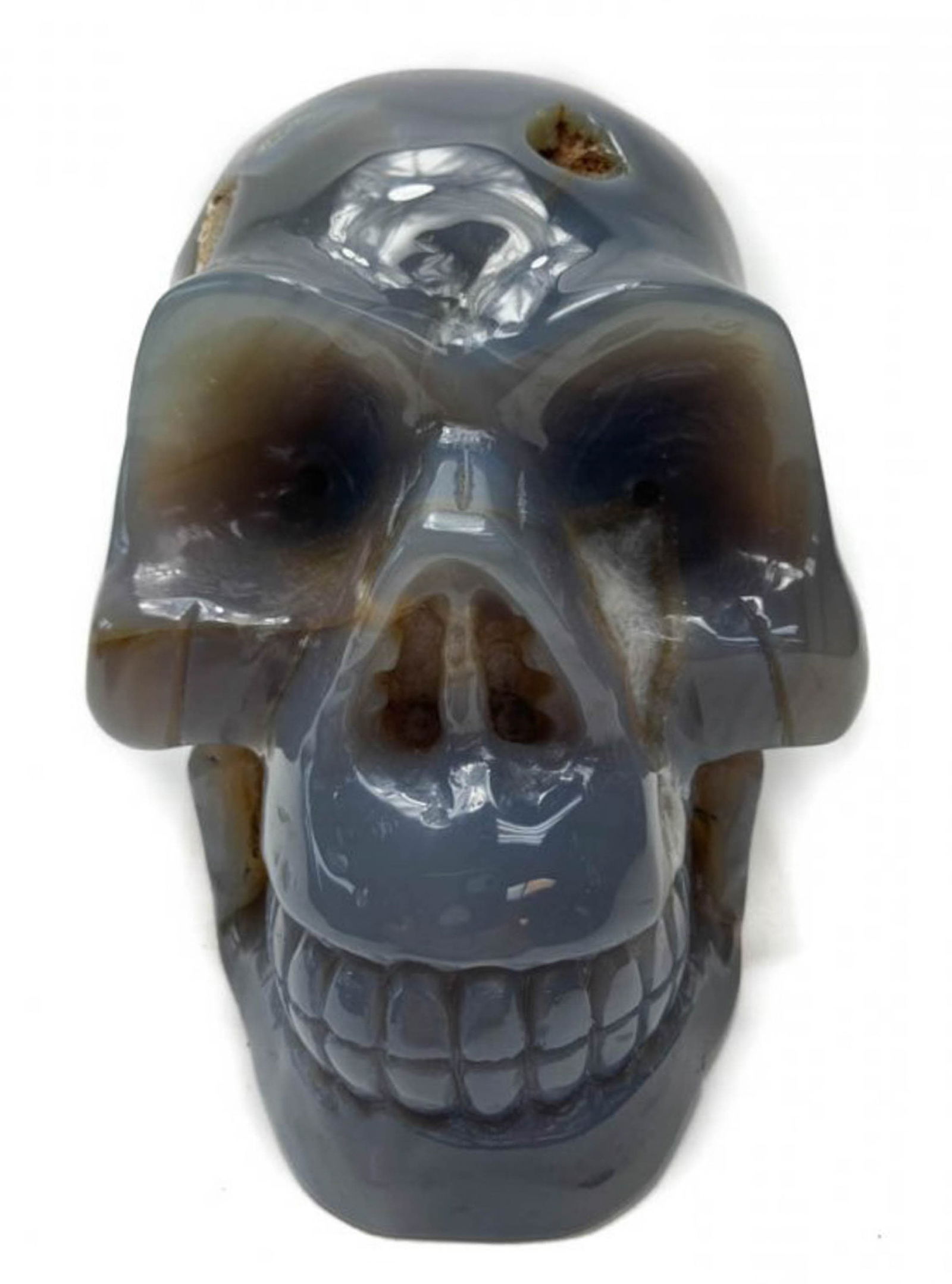 Hand Carved Agate Geode Skull (1 of 7)