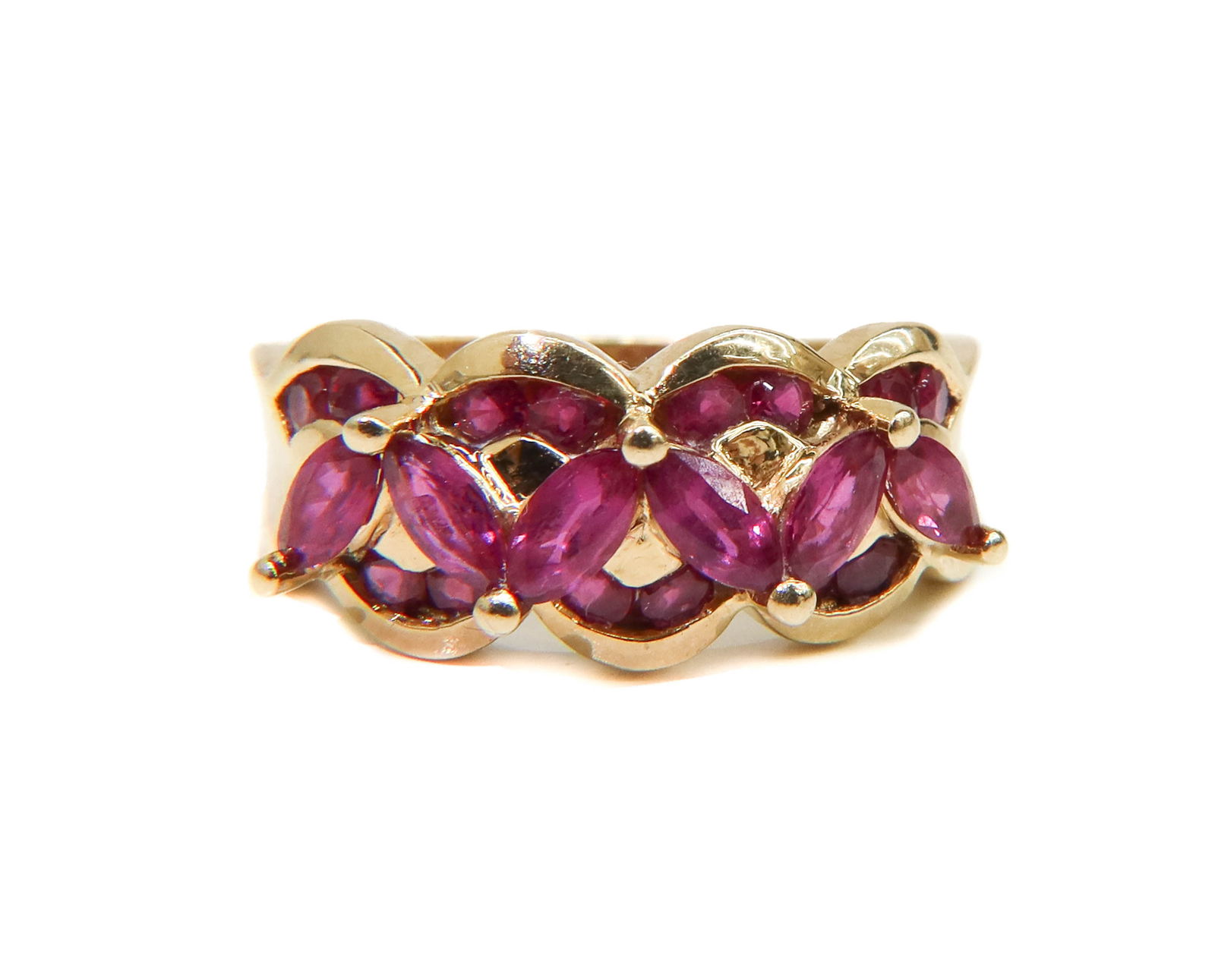 Samuel Aaron 14k  Yellow Gold and Ruby Ring, Size 8 (1 of 6)