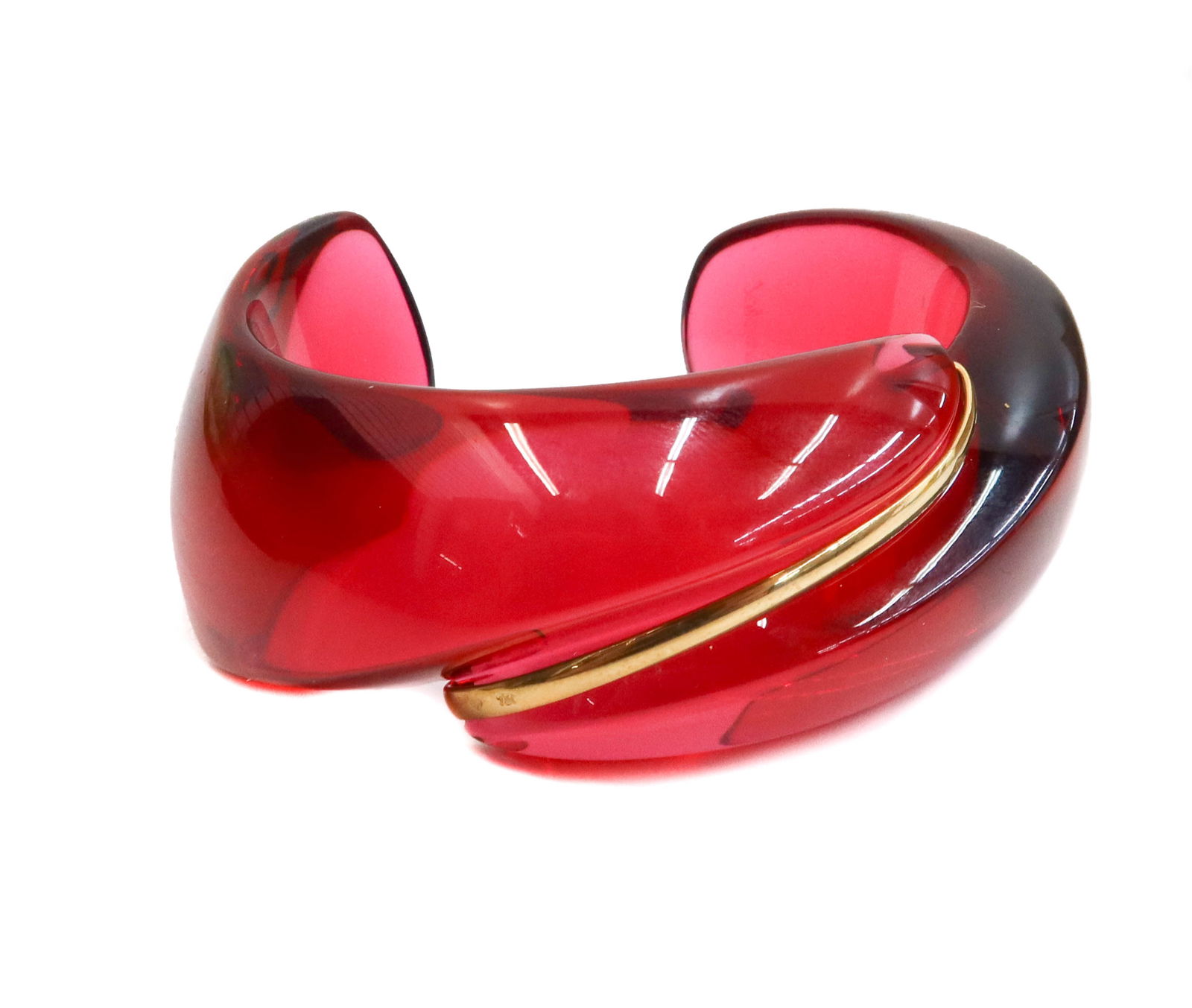 Baccarat 18k Gold Cranberry Glass Bangle Bracelet (1 of 10)