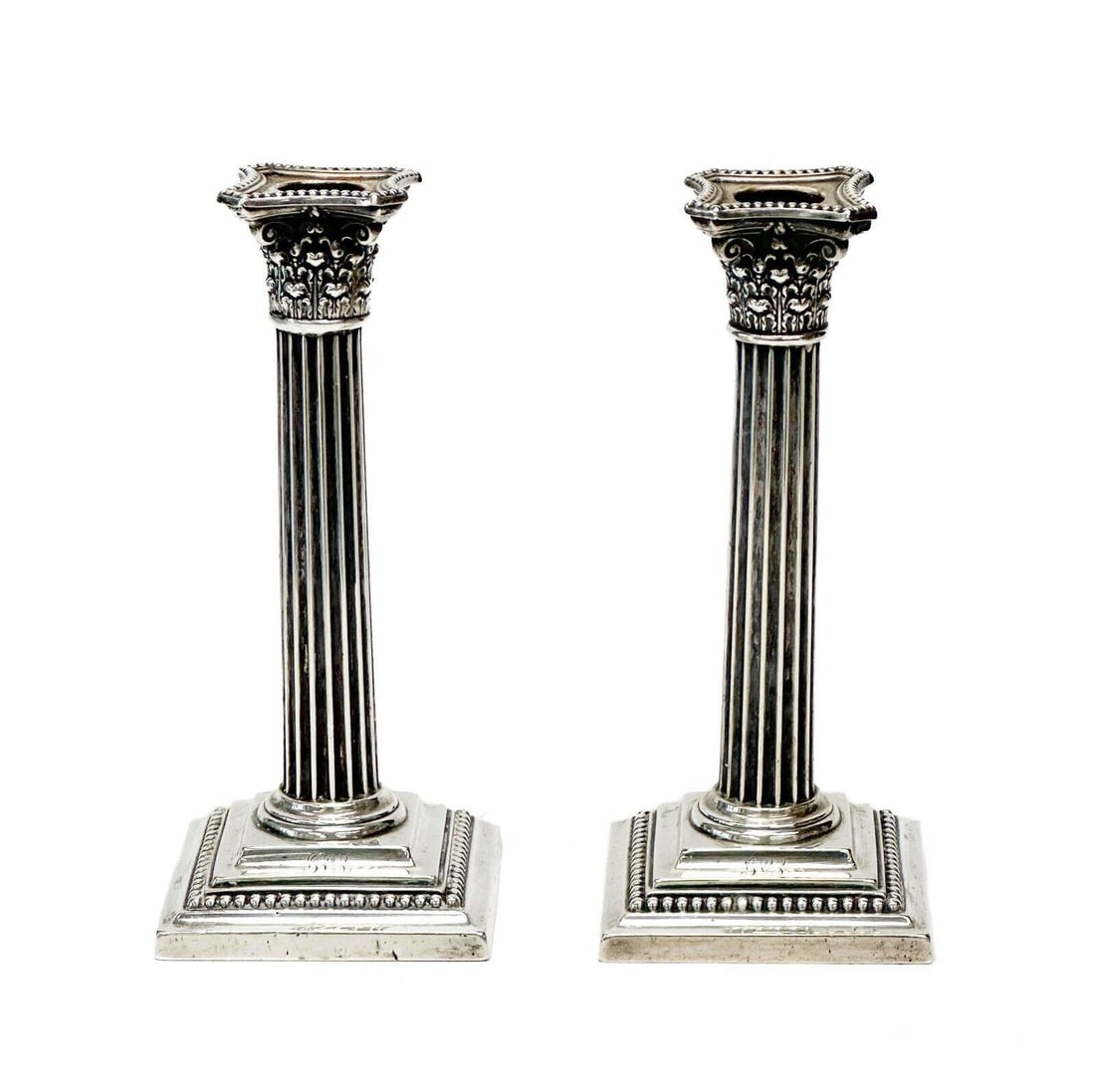 Pair Gorham Sterling Silver Candlestick Holders Corinthian Columns 1913 (1 of 5)