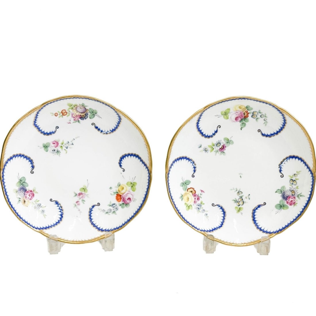 Pair Sevres Feuille de Choux Soft Paste Porcelain Serving Bowls Couturier Buteux 1774 (1 of 12)