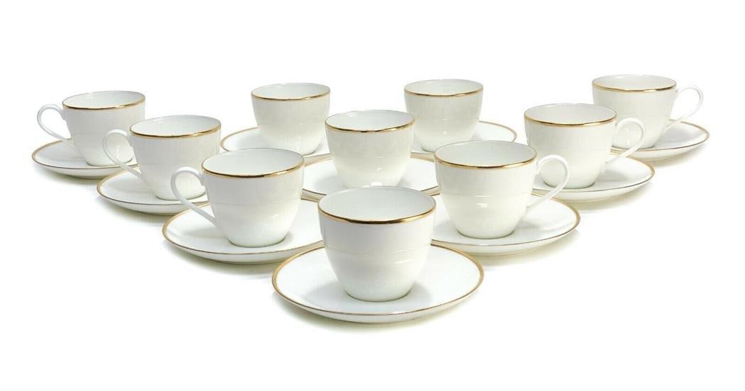 10 Tiffany & Co. Porcelain Palladium Cup & Saucers (Gold Band), 2000 (1 of 4)