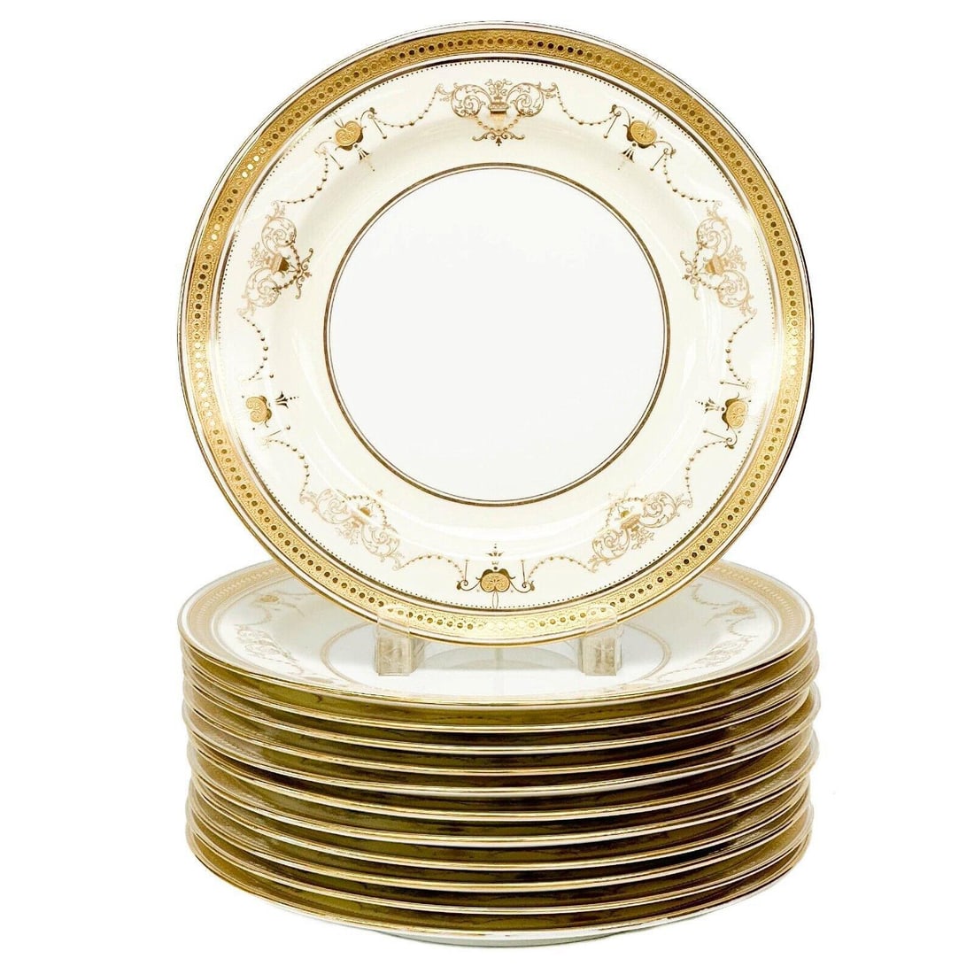 11 Minton England Gilt Porcelain 10.25 in Dinner Plates circa 1920 (1 of 8)