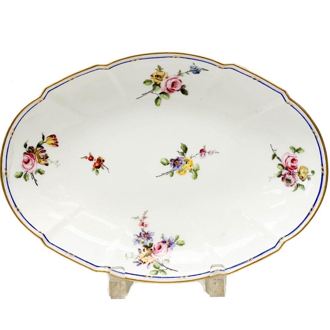 Sevres Hand Painted Soft Paste Porcelain Oval Bowl Florals Nicolas Petit 1761 (1 of 6)