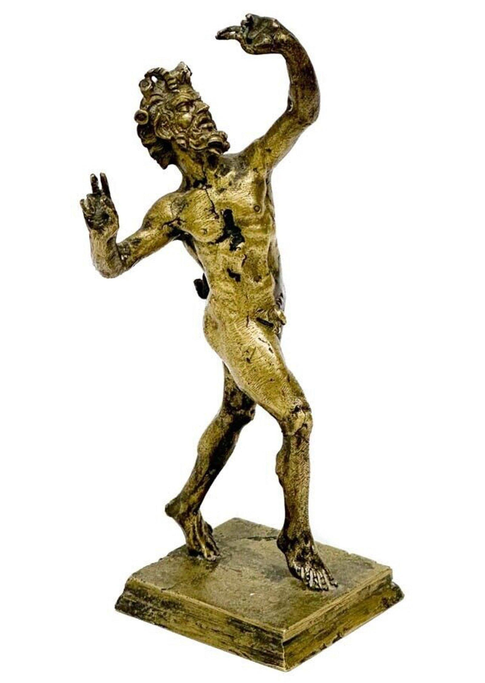 Continental Gilt Bronze Classical Miniature Sculpture Dancing Faun of Pompeii (1 of 6)