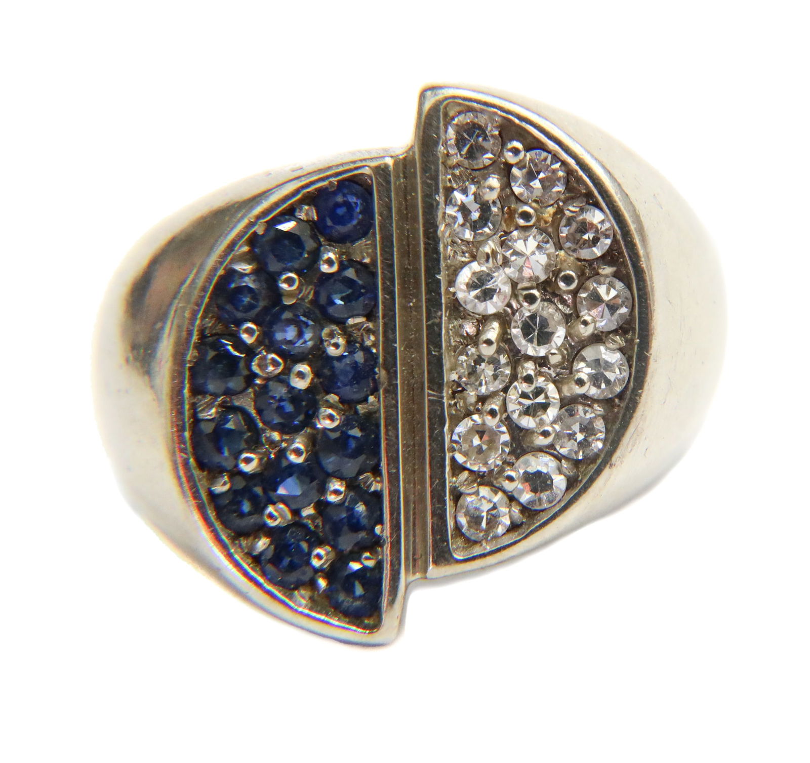 14k White Gold Diamond and Blue Spinel Ring, Size 10 (1 of 9)