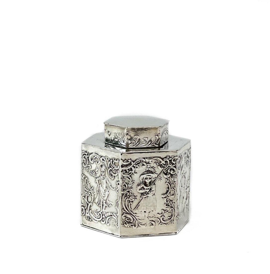 Hanau Germany 830 Silver Tea Caddy circa 1900 (1 of 5)