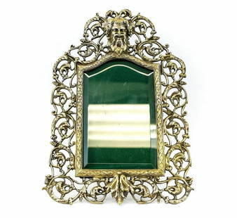 Continental Silver Plate Pierced Bacchus Photo Frame Easel Back c. 1900: Continental pierced silver plate Bacchus photo frame, circa 1900 with easel back. Pierced grape and foliate scroll border with raised centered Bacchus mask with grape wreath. Unmarked. Weight