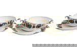 Pair Kornilov Bros Russian Porcelain Bouillon Bowls and Underplates, circa 1910