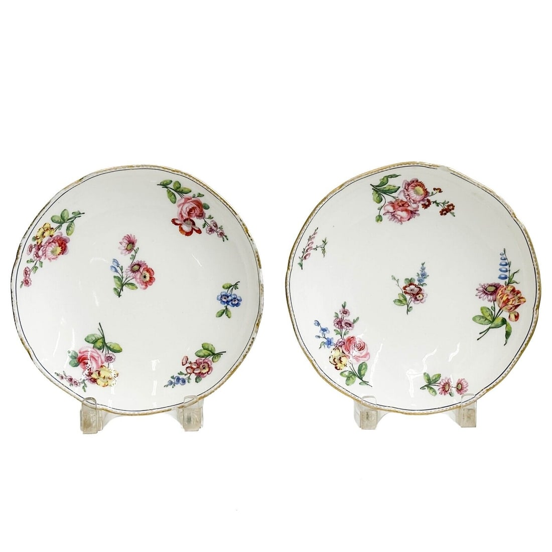 Pair Sevres Hand Painted Porcelain Bowls Florals 1777 (1 of 8)