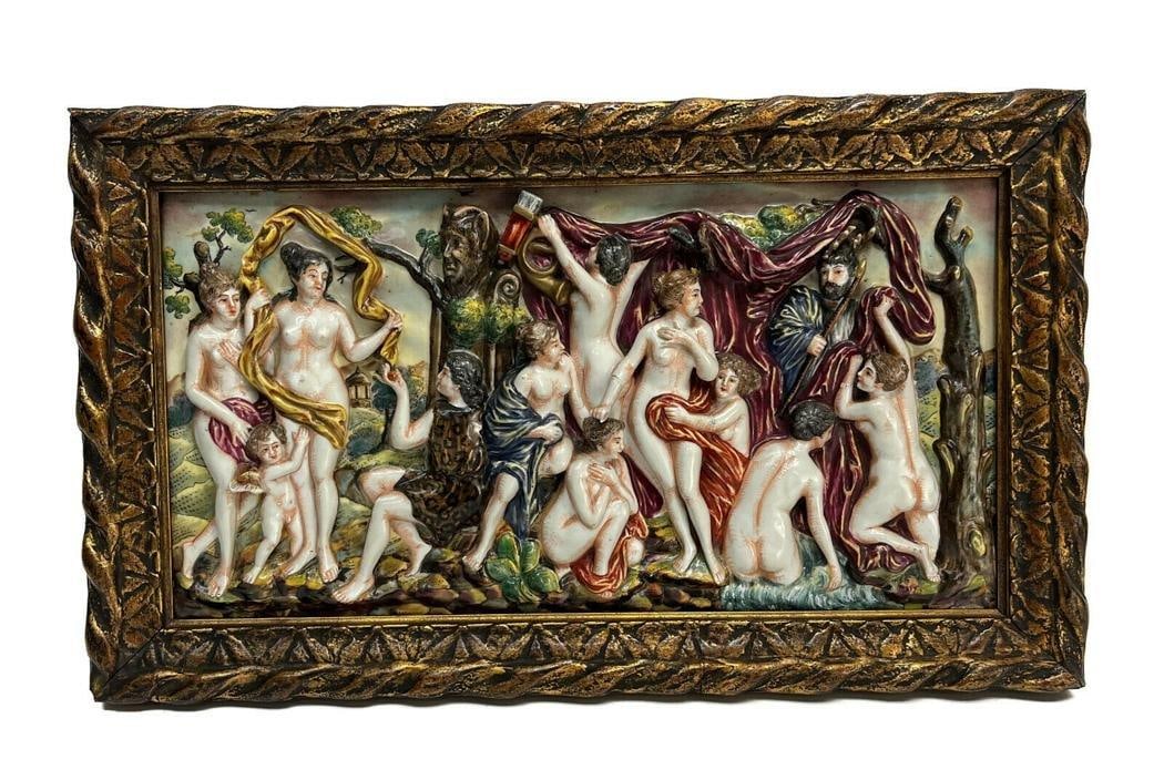 Capodimonte Porcelain High Relief Plaque after Peter Paul Rubens. Diana & Nymphs (1 of 5)