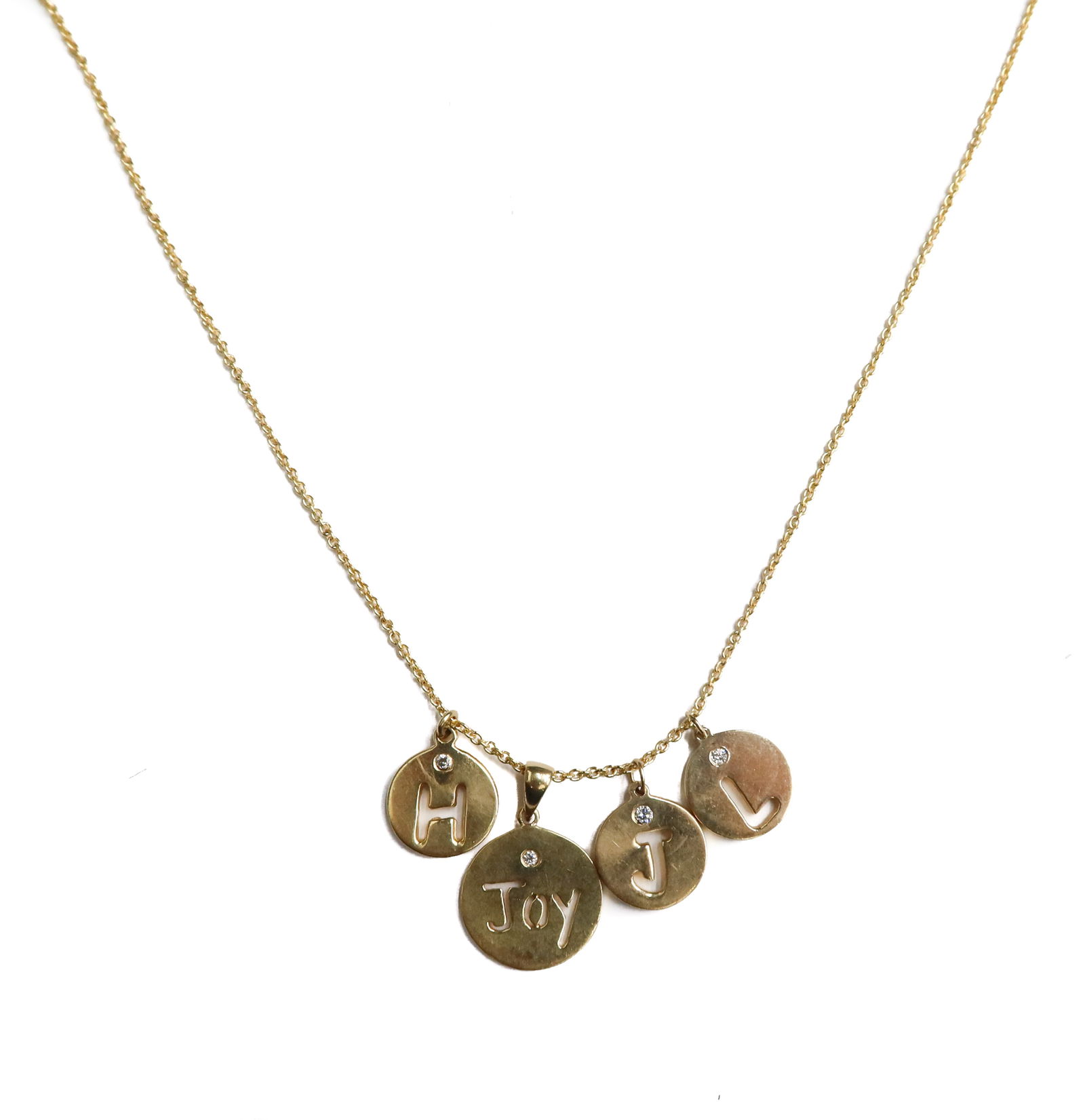 14k Yellow Gold and Diamond Charm Necklace. (1 of 8)